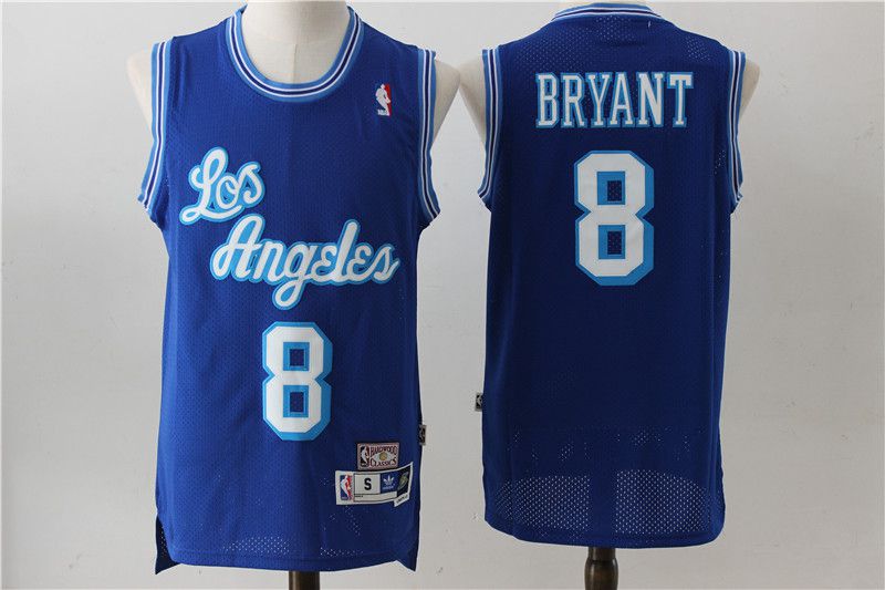 Men Los Angeles Lakers 8 Bryant Blue Throwback NBA Jerseys